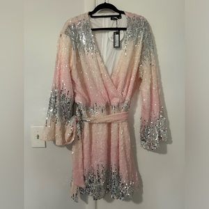 Boohoo Sequin Faux Wrap dress NWT Size 18